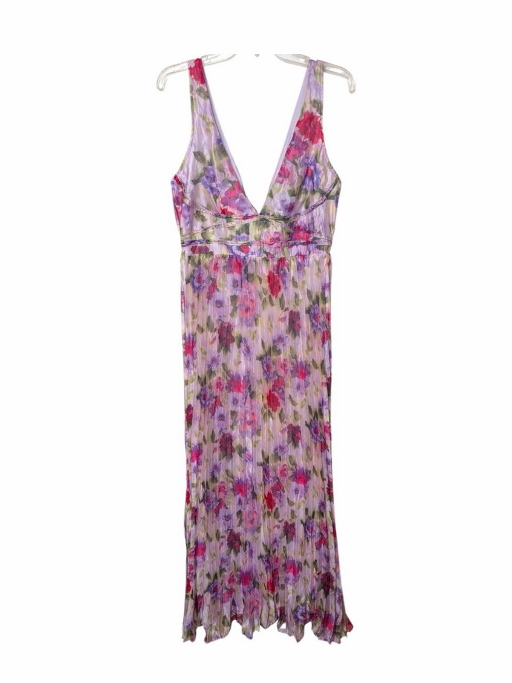 Lulu's Lavender Floral V-Neck Maxi Dress